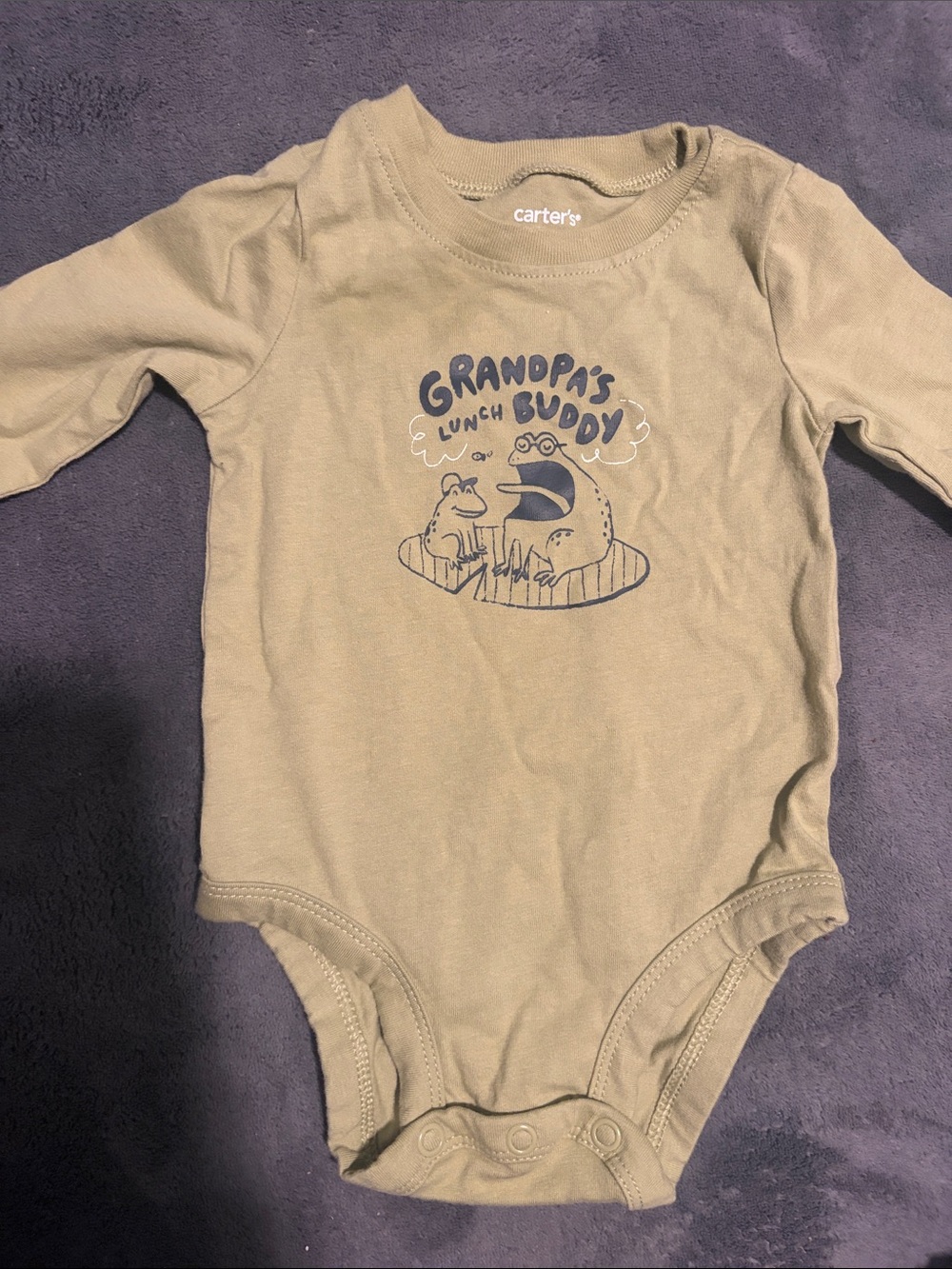 Carter's Olive Green 'Grandpa's Lunch Buddy' Long-Sleeve One-Piece